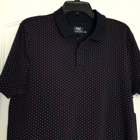 PD& C Navy with Pink Salmon Dots Polo Men size S - Picture 1 of 9